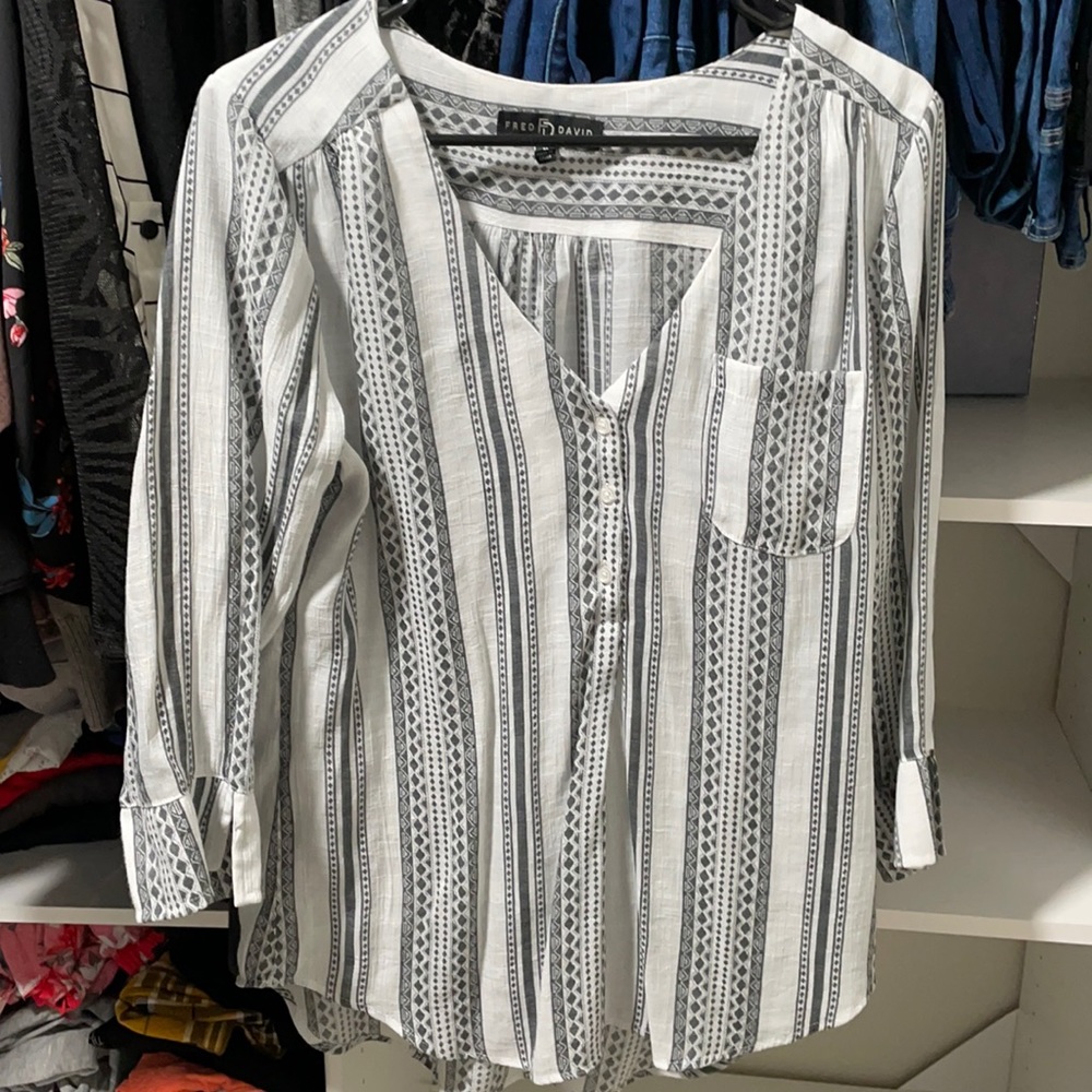 White and grey blouse